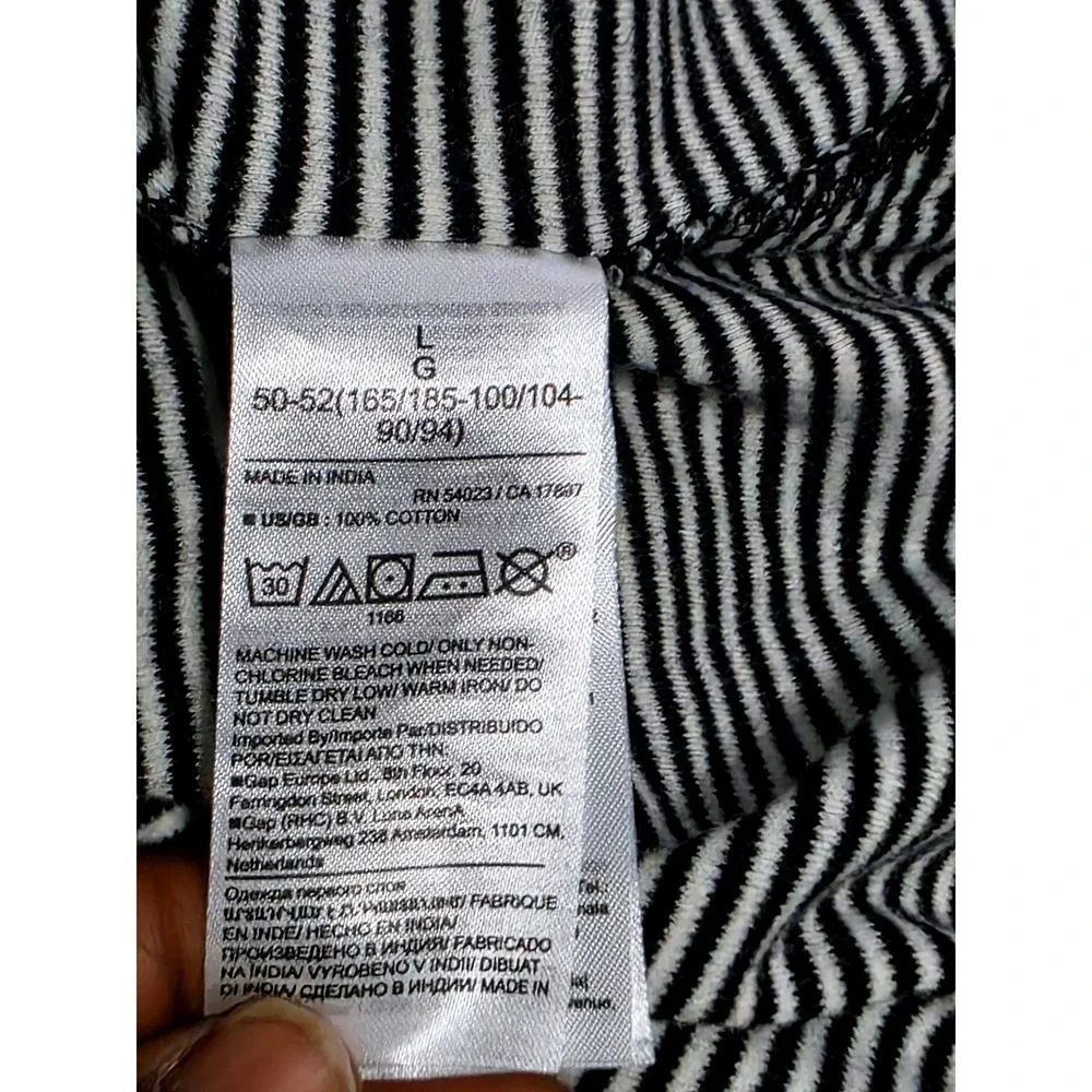 Banana Republic Mens Luxury Touch Polo Shirt Black White Striped‎ Large L